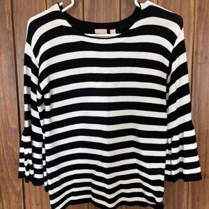 Black and White Striped Women's Top